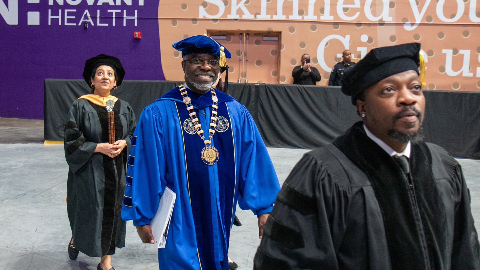 President Clarence D. Armbrister processing during Commencement 2023