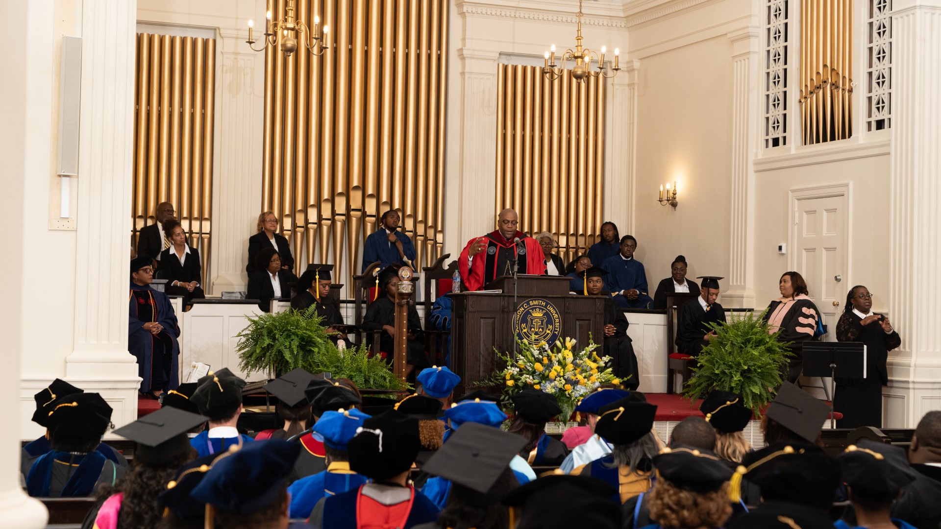 Rev. Dr. L. Bernard Jakes speaking during Baccalaureate 2023