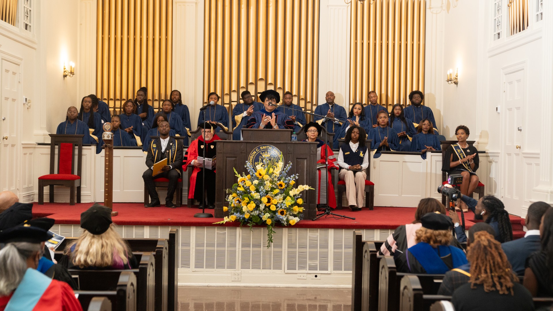 Dr. Karen D. Morgan offers the official university welcome at Freshman Convocation 2023