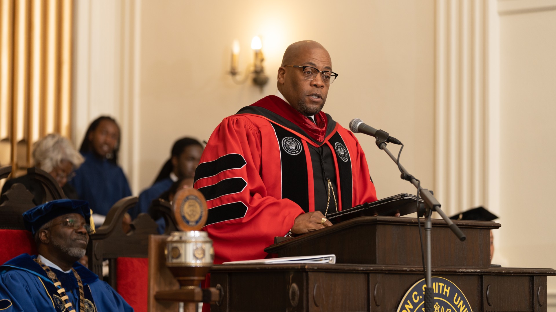 Rev. Dr. L. Bernard Jakes speaking during Baccalaureate 2023