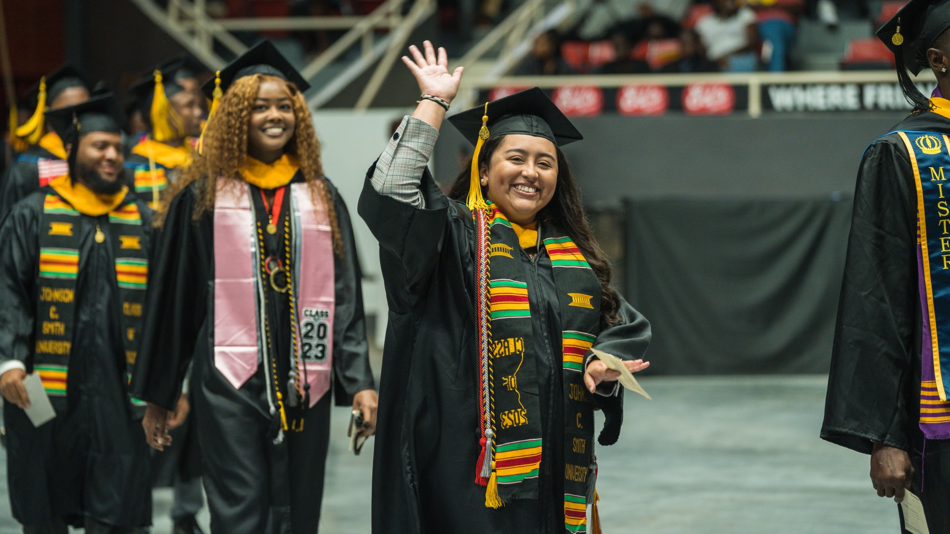 Students processing during Commencement 2023