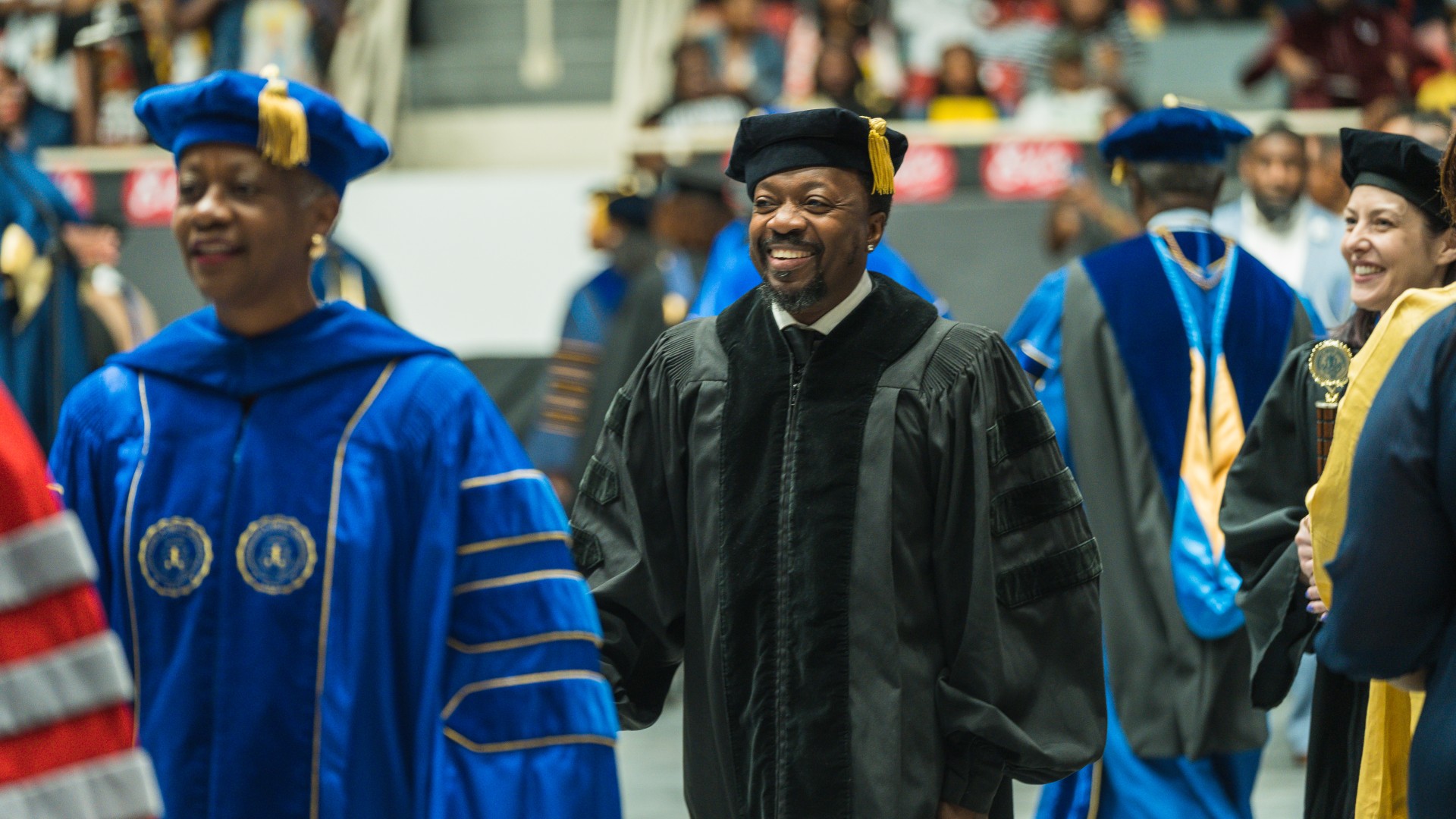 Anthony Hamilton processing during Commencement 2023
