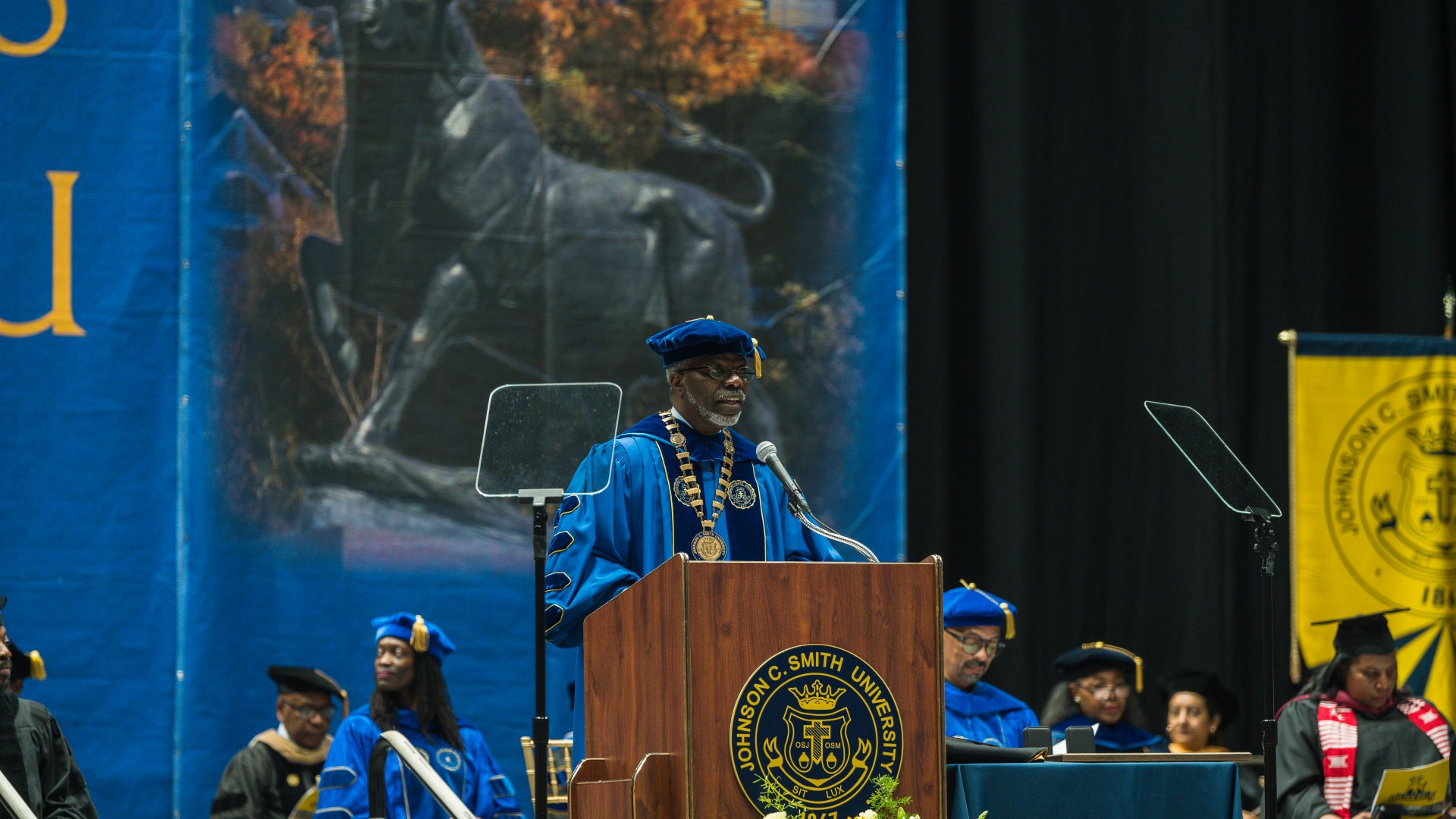 President Clarence D. Armbrister speaking during Commencement 2023