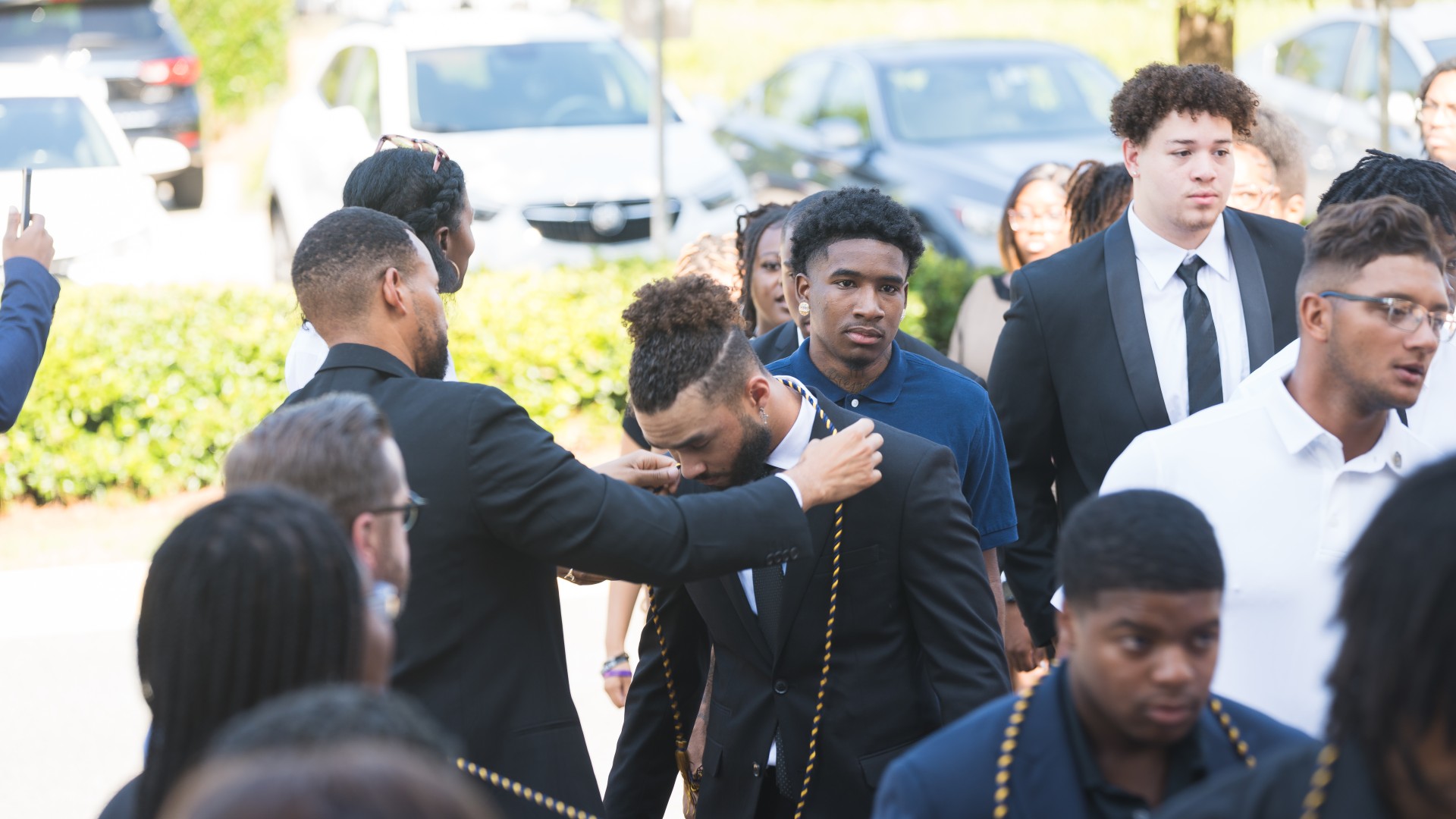 Freshmen were given their cords as they entered Jane M. Smith Church