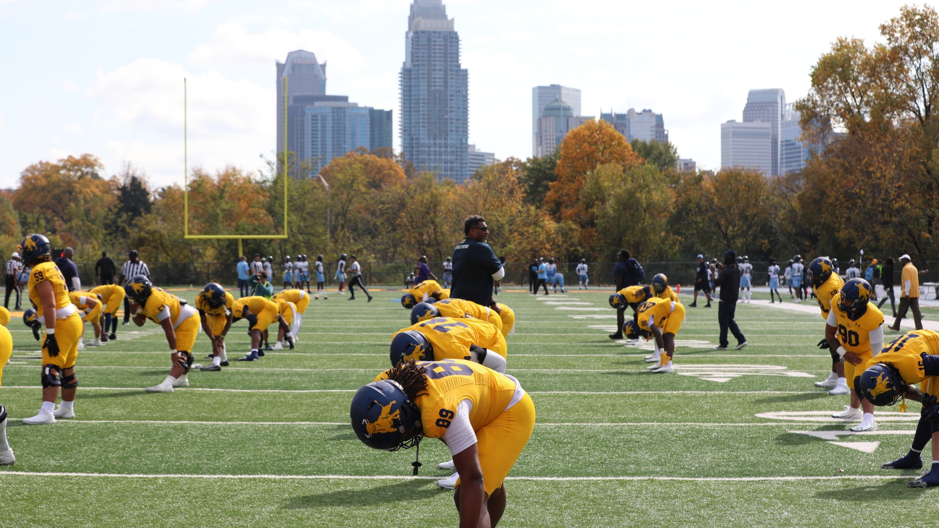 Team warming up on the field