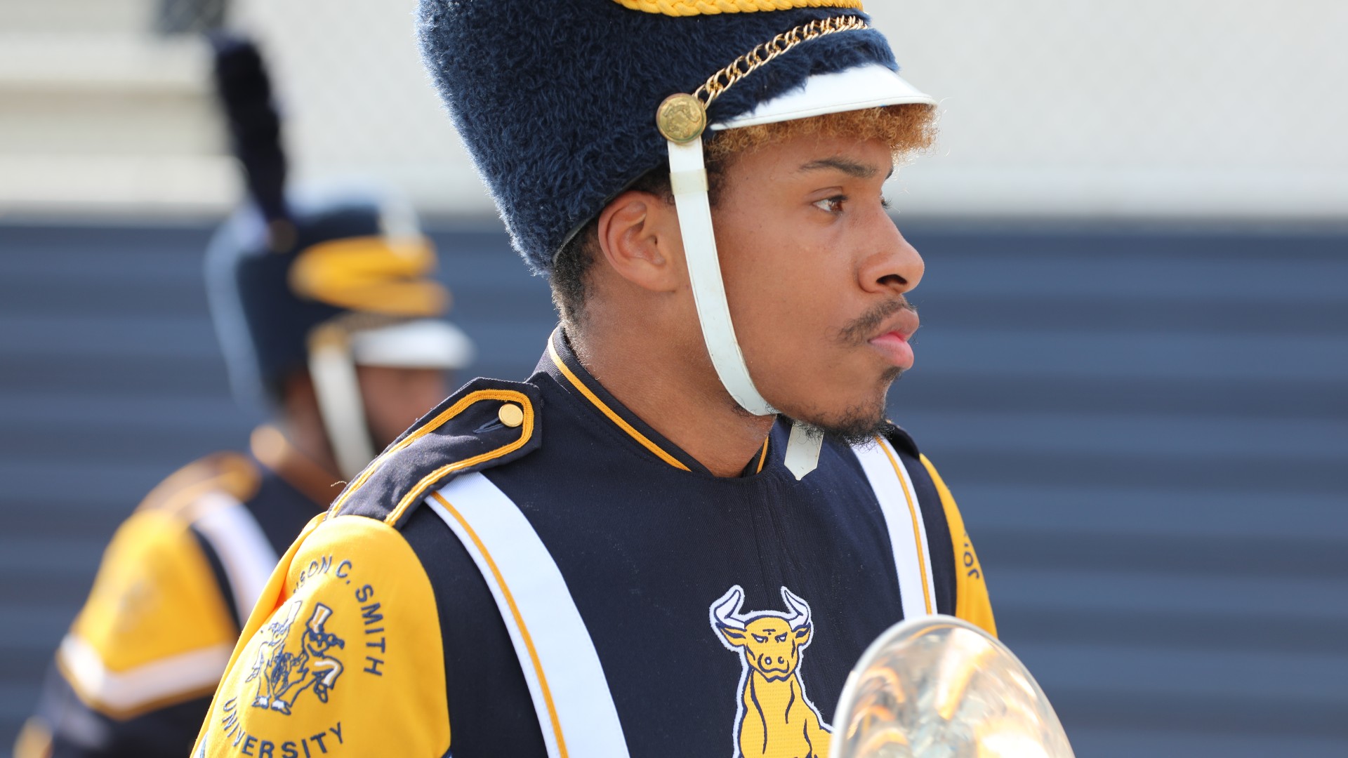 Close up shot of a band member