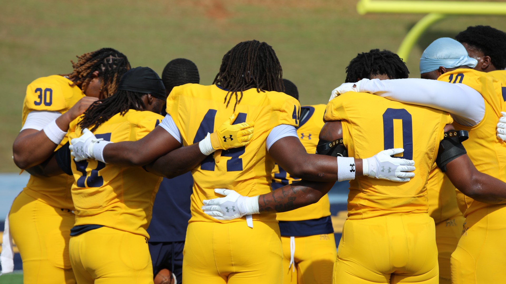 Team huddle before the game
