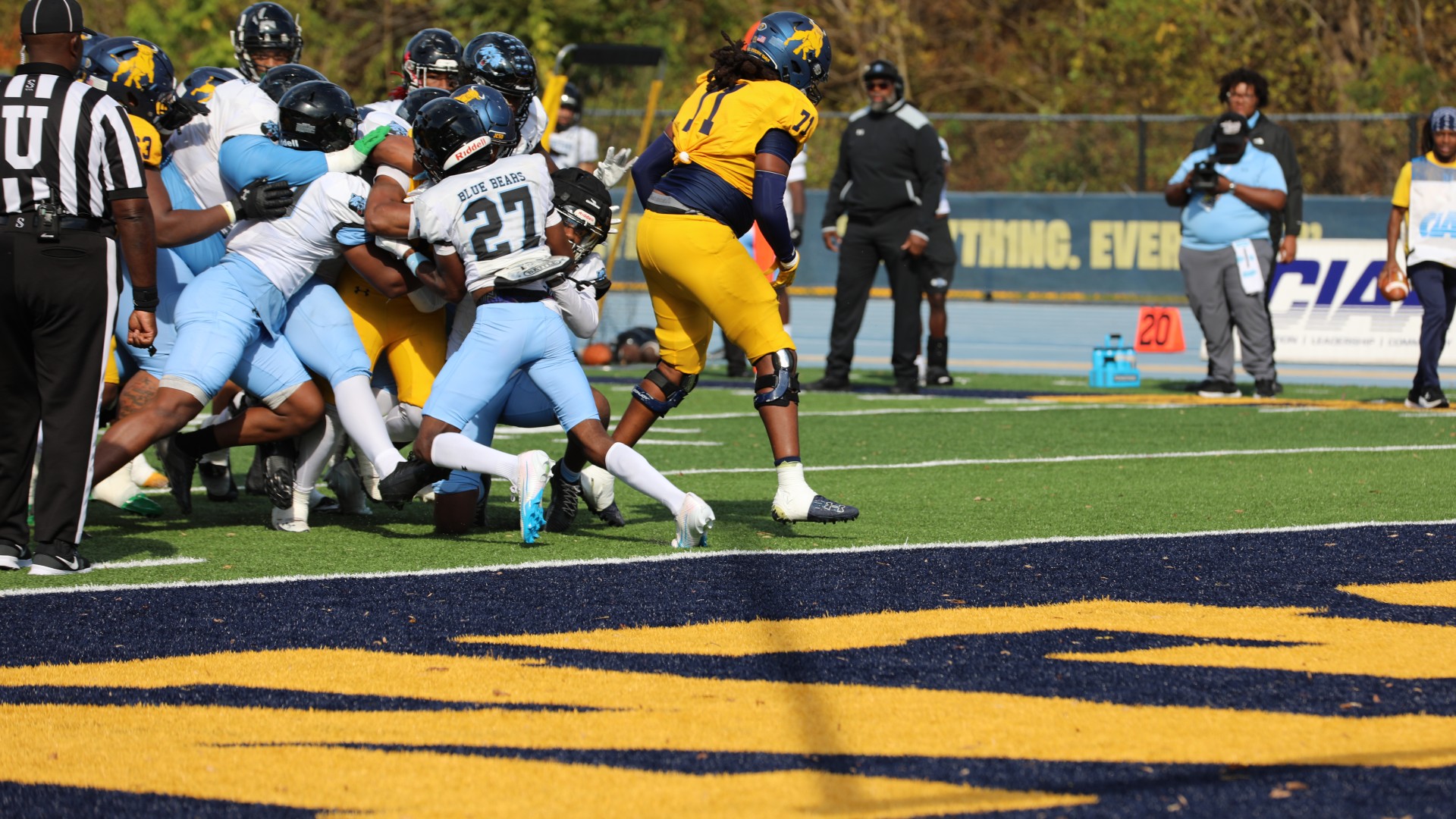 Moment before JCSU scores a goal