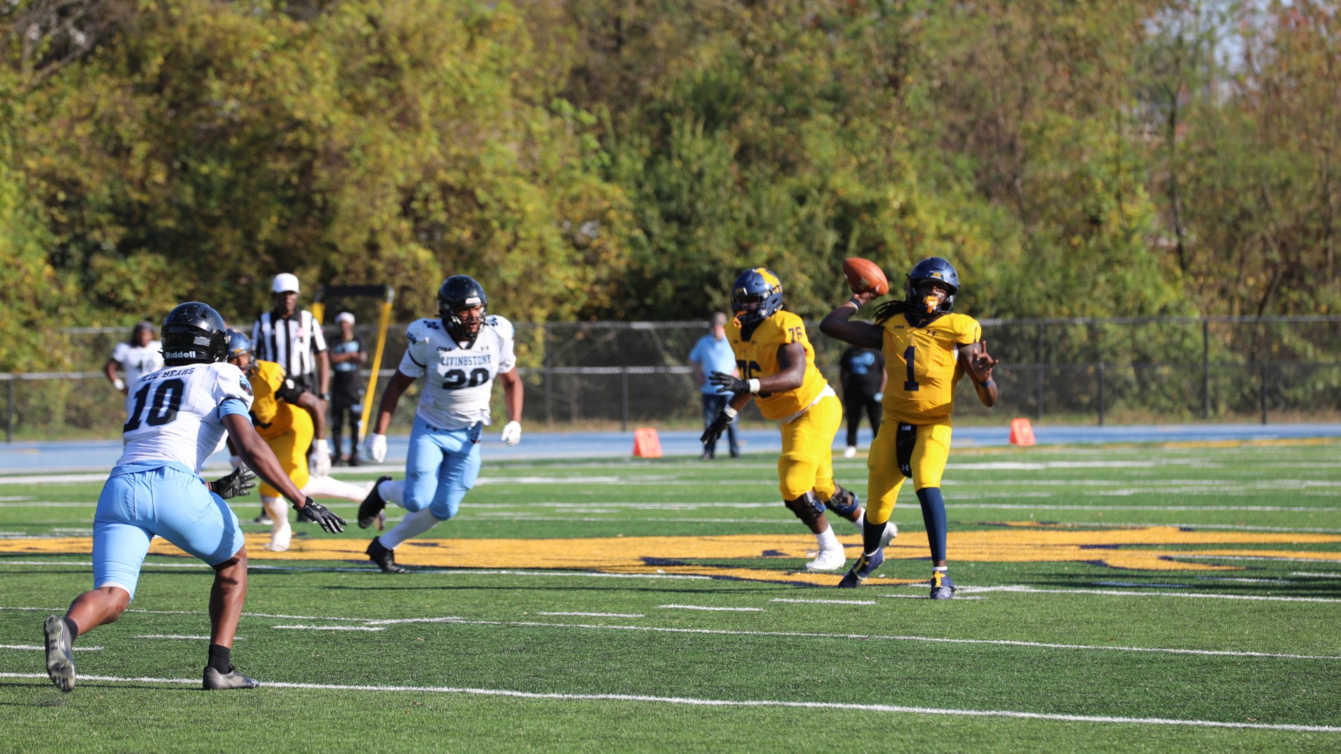 Durham drops back for a pass