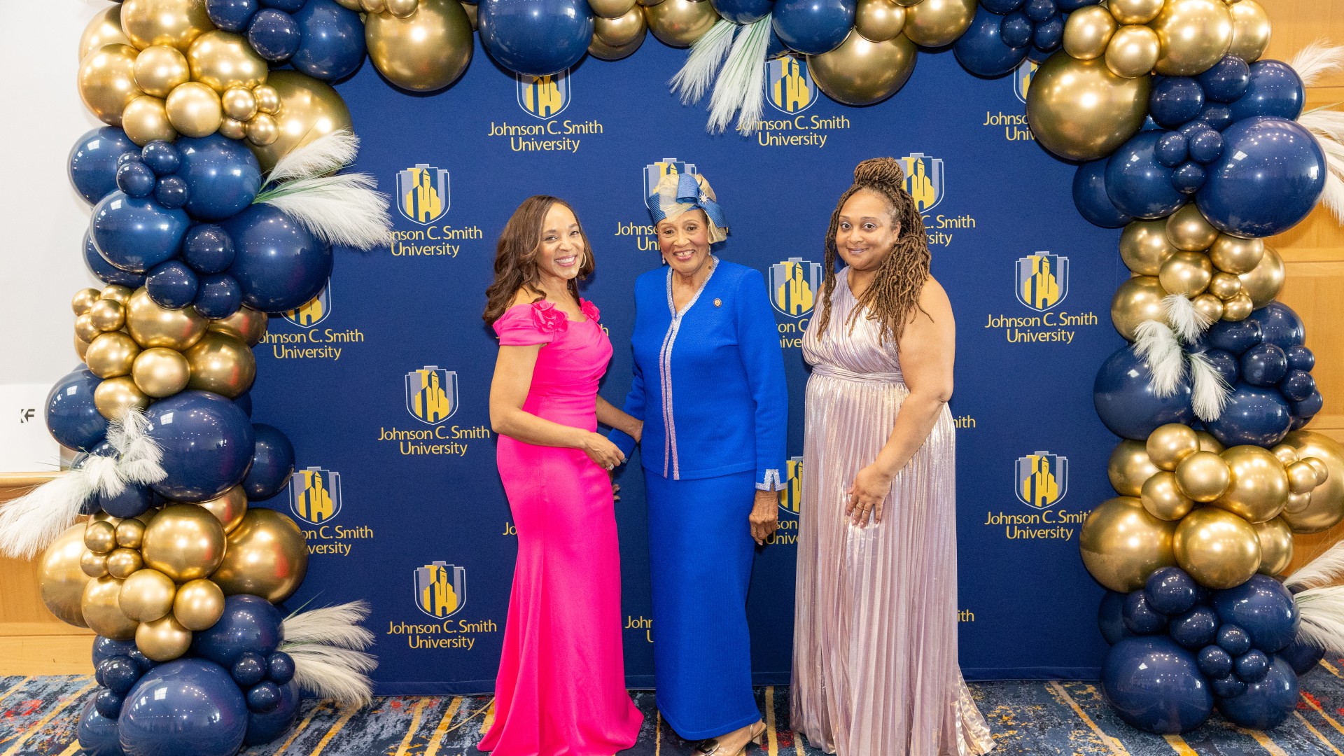 Tenessa Dr. Brayboy-Butler and Congresswoman Adams at the step and repeat