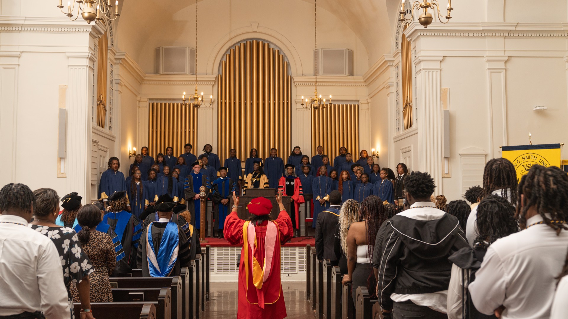 The choir singing at Freshman Convocation