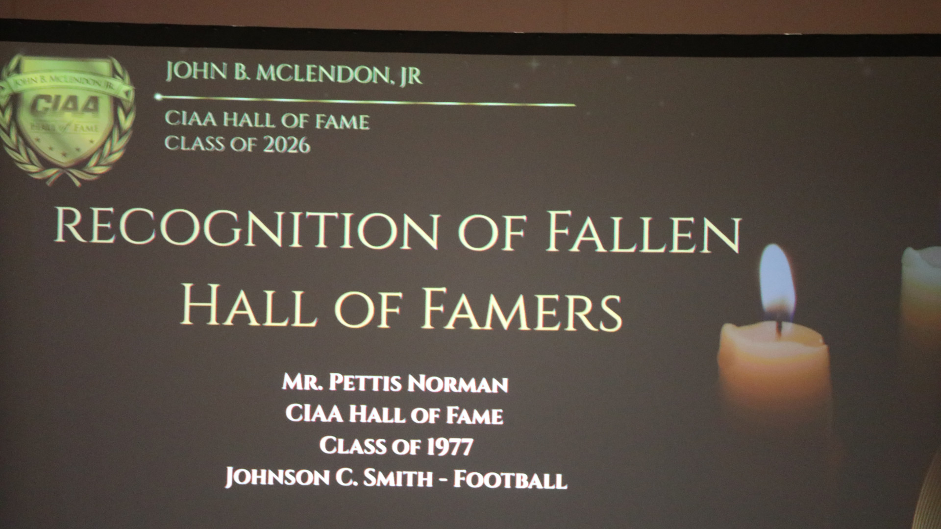 Pettis Norman In Memorium Slide at the CIAA Hall of Fame Breakfast