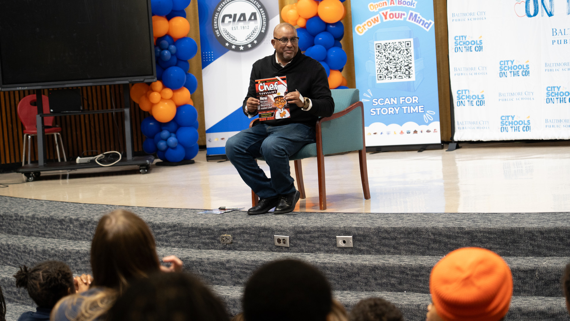 Reading a book at the event